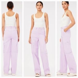 Warp + Weft Lavender Wide Leg Cargo Jeans